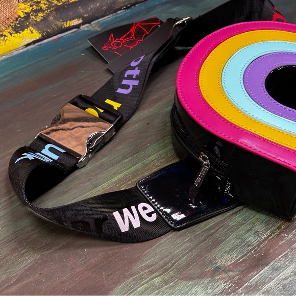 Killstar black patent rainbow fanny pack waist bag NWT - Picture 6 of 13